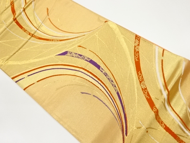 抽象鶴模様織り出し袋帯